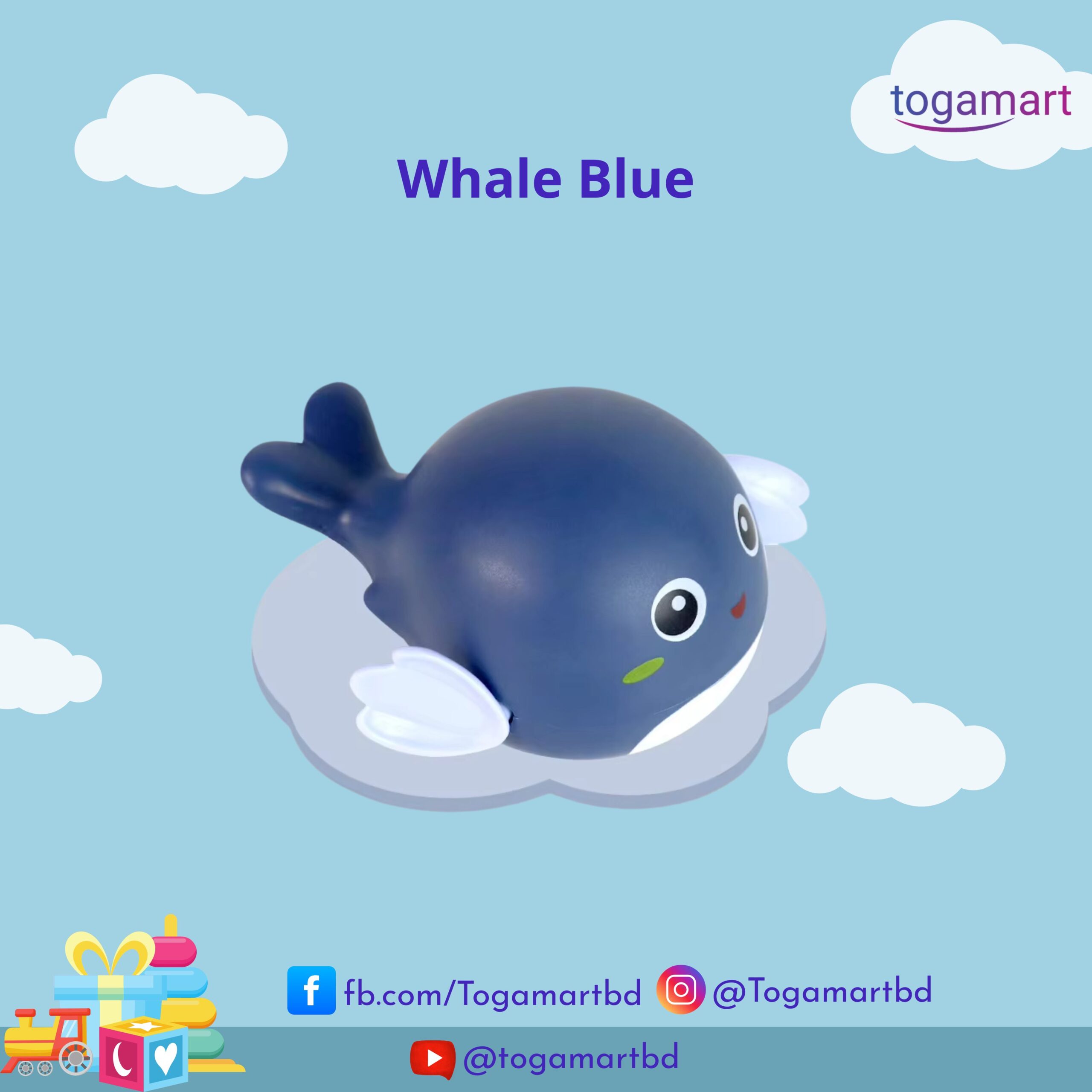 3 Whale Navy Blue-Swimming Toy - Image 1